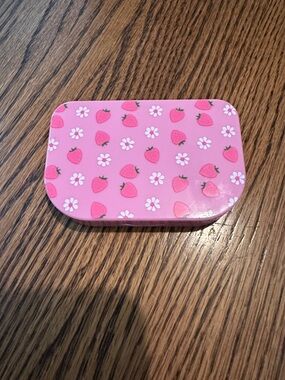 Pink Strawberry Print Eyelash Case